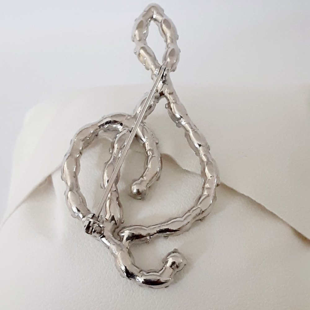 Vintage AB rhinestone treble clef brooch - Picture 3 of 4